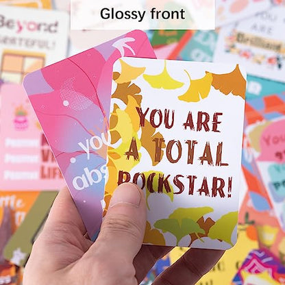 50 Unique Inspirational Cards, Motivational Kindness Mini Note Cards with Encouragement Quotes, Appreciation, Gratitude, Positive Affirmations Cards for Employees, Coworkers, and Kids - color: Inspirational Cards