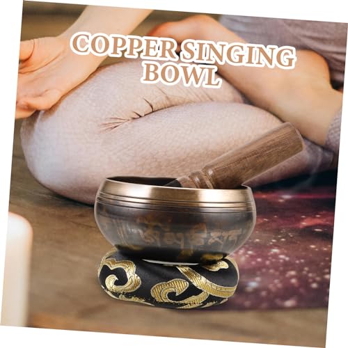 1set Meditation Singing Bowl Handcrafted Sound Bowl Mallet Cushion for Mindfulness Spiritual Practices Decorative for Home Decor