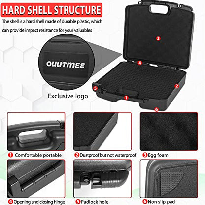 Portable Hard Case 12.2" x 9.85" x 3.77" with Customizable Diced Foam,Protects for Equipments, Electronics, Tools, Microphones, Recorder and More
