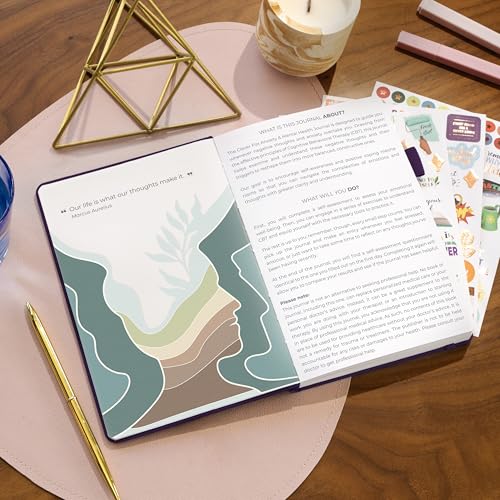 Clever Fox Mental Health & Anxiety Journal – Guided CBT Journal with Prompts for Self Help & Stress Relief – Mood & Emotion Tracker (Purple)