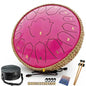 BETESINE 13-Inch 15-Note Steel Tongue Drum in C Major, Beginner-Friendly Meditation Drum with Mallets, Music Book, Finger Picks, Carry Bag & Note Stickers, Rose Pink