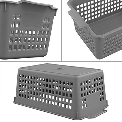 Plastic Storage Baskets Set, Grey, 4 Packs Small Desktop Storage Basket Bin - size: shelf baskets