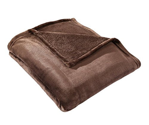 HYSEAS Flannel Fleece Throw Blanket Chocolate - Super Soft Plush Microfiber Solid Blanket for Couch, Bed, Chair, Sofa - Fuzzy Cozy Lightweight - 50x60 Inch - color: Chocolate