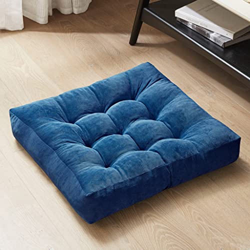 Degrees of Comfort Square Large Pillows Seating for Adults, Tufted Corduroy Floor Cushions for Living Room Tatami, Navy Blue, 22x22 Inch - color: Square | Navy | 1 Pack, size: 1 Pack