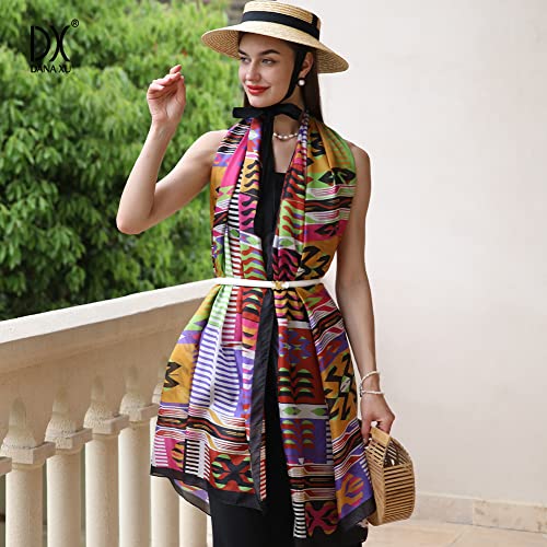 100% Mulberry Extra Large Silk Pashmina Scarf Shawls And Wraps For Women Evening Dress Summer Travel Floral Blanket - color: 72 Multicolor