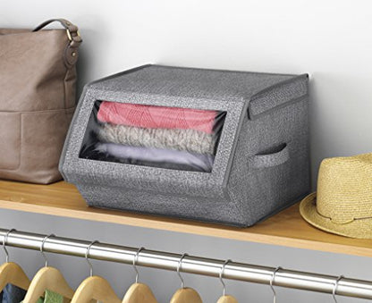 Whitmor Stackable Window Box, Crosshatch Gray (Pack of 6) - color: Crosshatch Gray, size: 6 Pack