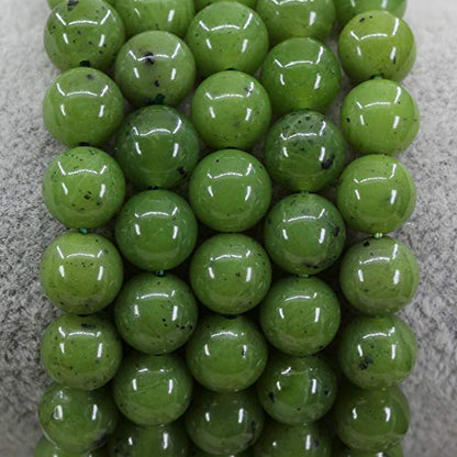 Keleny Gem Semi Precious Gemstones 8mm Round Beads Crystal Stretch Bracelets 7 Inch Unisex - color: Green A Grade Canadian Nephrite Jade