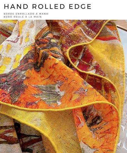 PoeticEHome Cashmere Scarf Wrap 36"x36" - Featherlight & Wrinkle-Free Artistic Square Shawl for Travel & Office, Gift Ready - color: Bridge at Arles - 36"