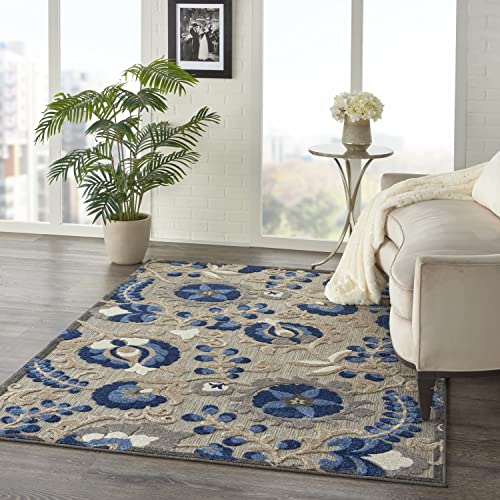 Nourison Home Aloha Natural Blue 3'6" x 5'6" Area Rug - Easy Clean, Non Shedding, Bed Room, Living Room, Dining Room, Kitchen (4' x 6') - color: Natural Blue, size: 3'6" x 5'6" (Rectangular)