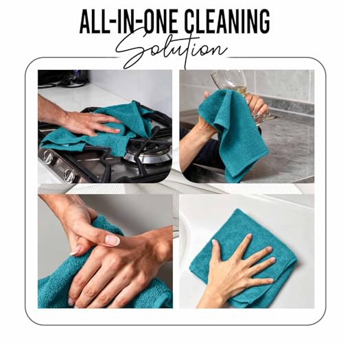 RIVERSIDE Pack of 24 Wash Cloths for Showering, 12 x 12 Inches, Super Soft & Absorbent, 100% Cotton Washcloths Premium Quality Flannel Face Cloths for Bathroom, Gym, Spa (Teal, 24 Pack) - color: Teal