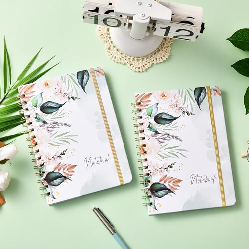 Ruled Notebook/Journal - Journal for Wemon, 8.5" X 6.4", College Ruled Spiral Notebook/Journal, Banded with Waterproof Hardcover, Exquisite Inner Pocket for School, Office & Home - color: green white