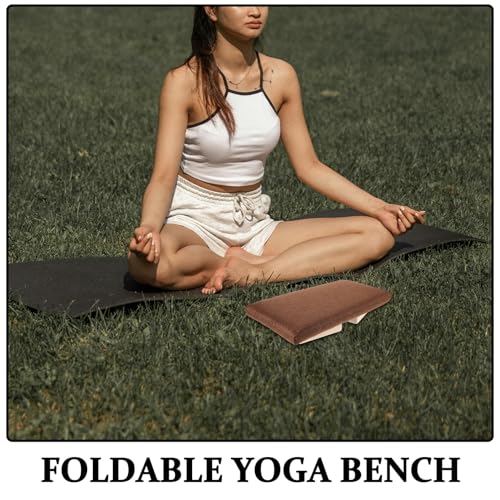 Hemoton Wooden Folding Meditation Stool Ergonomic Prayer Bench for Knee Support Compact Foldable Auxiliary Chair for Yoga and Mindfulness Practice