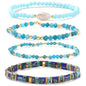 Tila Flat Beaded Stretch Bracelet for Women,Bohemian Friendship Bead Bracelets Handmade Stack Boho Jewelry Accessory for Everyday Wear, Vacation and Friend Gifts - color: blue