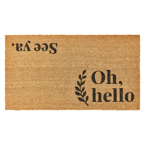 Coco Coir Door Mat with Heavy Duty Backing, Welcome Doormat (17" x 30"), Doormat Entrance (Oh Hello) - color: Oh Hello