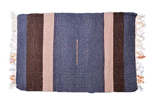 Purpledip Woollen Place Mats Rug: Meditation Prayer Floor Mats (Set of 2)