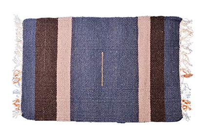 Purpledip Woollen Place Mats Rug: Meditation Prayer Floor Mats (Set of 2)