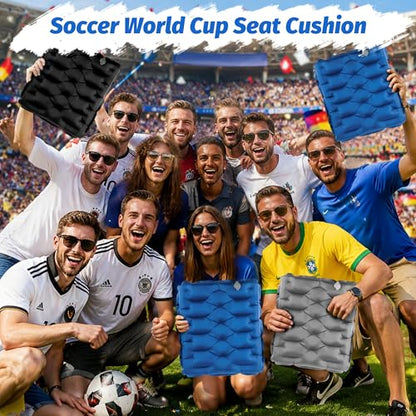 HiiPeak Inflatable Soccer World Cup Seat Cushion, Lightweight Compact Stadium Seat Pad Camping Air Seat Cushion for Gym Football Themed Party Bleachers Backpacking Hiking Airplane Office Car (Grey) - color: Grey