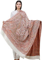 Exotic India Reversible Jamawar Shawl with Woven Paisleys - Wool - color: Snow White