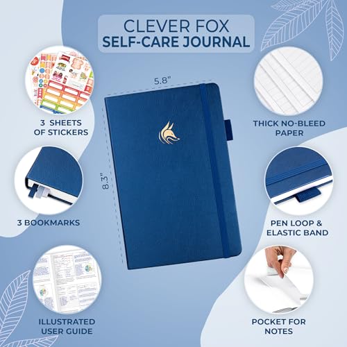 Clever Fox Self-Care Journal – Daily Reflection Notebook – Mental Health & Personal Development Planner, Meditation & Mood Log, A5 (Mystic Blue) - color: Mystic Blue, size: A5 (5.8'' x 8.3'')