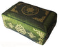 Rectangular Zafu Meditation Cushion Buckwheat and Kapok Fill Dharma Wheel Olive Green - color: Dharma Wheel Olive Green