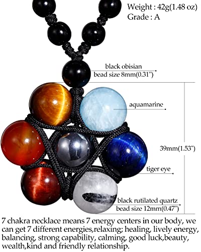 7 Chakra Stones Necklaces for Women Crystals and Healing Stones Balance Meditation Energy Star-Shape Handmade Pendant Necklace