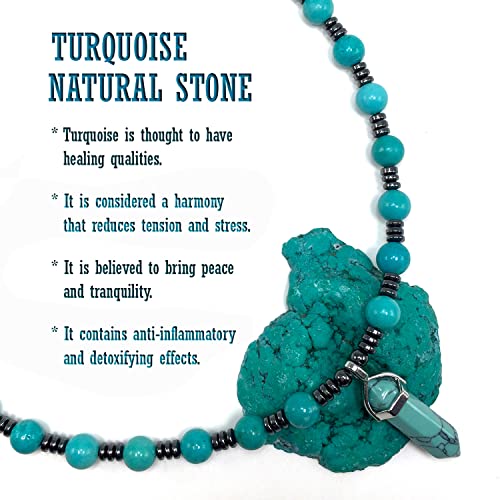 Healing Stress Anxiety Meditation Grounding Energy Gemstone Necklace Series - color: Healing Gemstone Necklace Series-Natural Turquoise -8 mm 18 inch- Stone