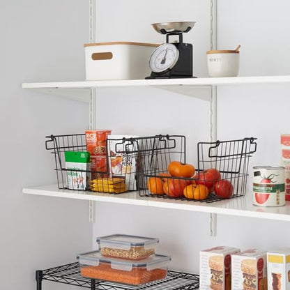 TRINITY 2-Pack Stackable Metal Wire Storage Baskets With Handles, Black, 14 Inches - color: Black, size: 14 Inches