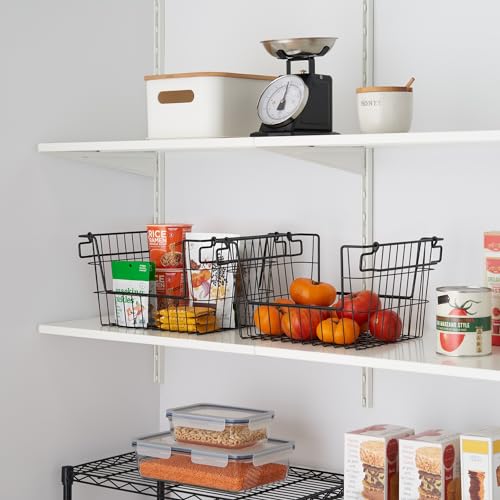 TRINITY 2-Pack Stackable Metal Wire Storage Baskets With Handles, Black, 14 Inches - color: Black, size: 14 Inches