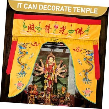 Cabilock Buddhist Temple Embroidered Hanging Curtain Worship Cloth Decorative Buddha Cover for Spiritual Adornment for Meditation Spaces