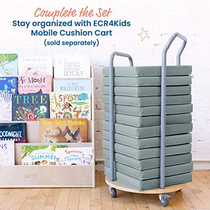 ECR4Kids SoftZone Square Floor Cushions with Handle, Flexible Seating, Grey, 6-Piece - color: Grey