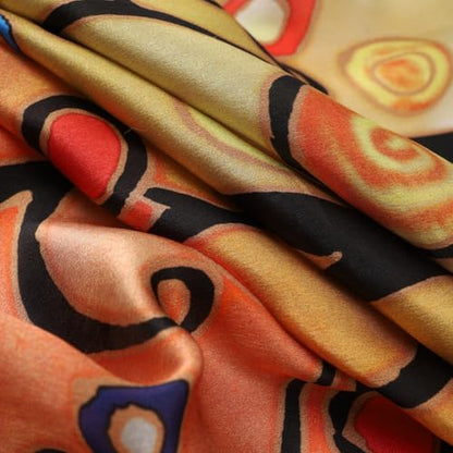 JWSilk Long Charmeuse Silk Scarf Classic Art Print - color: Tree of Life By Gustav Klimt