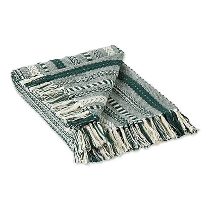 DII Braided Striped Decorative Throw Blanket, 50x60, Dark Green - color: Dark Green