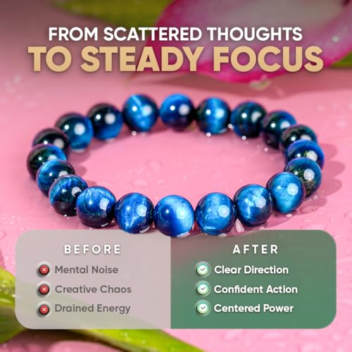 Conscious Items Spiritual Bracelets for Women & Men, Healing Crystal Bracelet with Natural Stones for Meditation, Chakra Alignment & Inner Transformation - style: Hawk's Focus