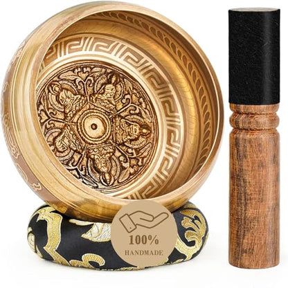 Tibetan Singing Bowls, Authentic Meditation Sound Bowls Handcrafted in Nepal for Yoga, Chakra Healing, Mindfulness, Self Care Spiritual Gifts for Women - color: Black