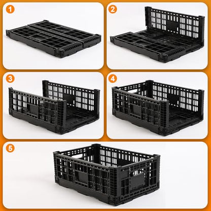 Collapsible Storage Bin Container，52 Liter Transfer heavy duty plastic storage box , Versatile Storage Basket milk crates (1)