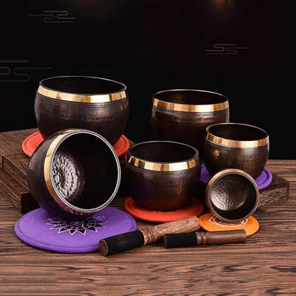 Authentic Tibetan Singing Bowl Set, with Cushion Mallet Handmade Meditation, Meditation Accessories, for Yoga, Chakra Healing, Stress Relief(3.1in/8cm)