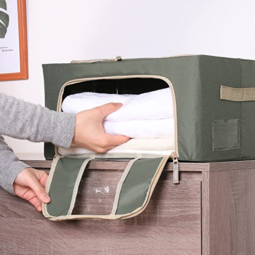 Fuji Boeki 63512 Storage Box, Width 15.4 x Depth 11.4 x Height 7.9 inches (39 x 29 x 20 cm), Green, 5.6 gal (22 L), with Small Window, Stackable - color: Green, size: 22L
