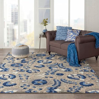 Nourison Home Aloha Natural Blue 7'10" x 10'6" Area Rug - Easy Clean, Non Shedding, Bed Room, Living Room, Dining Room, Kitchen (8' x 11') - color: Natural Blue, size: 7'10" x 10'6" (Rectangular)