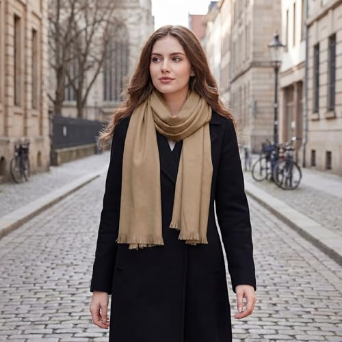 Pashmina shawls and wraps for Evening Dresses Scarf for Women Winter Shawl Wraps for Women Weedings - color: Light Camel
