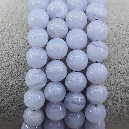 Keleny Gem Semi Precious Gemstones 8mm Round Beads Crystal Stretch Bracelets 7 Inch Unisex - color: A Grade Blue Lace Agate
