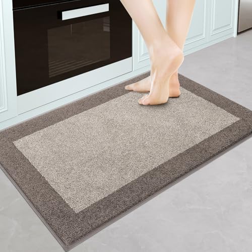 Machine Washable Kitchen Rug 24" x 36", Non Slip Kitchen Mat for Floor, Absorbent Entrance Throw Rug for Bedroom, Hallway, Bathroom, Door - color: Beige, size: 24" X 36"