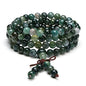 Jovivi 108 Mala Beads Bracelet 6mm 8mm Natural Indian Agate/Green Moss Agate Gemstone Healing Crystal Stone Beaded Bracelet Hand Knotted Prayer Mala Beads Necklace for Yoga Meditation Balance - color: 6mm - Moss Agate