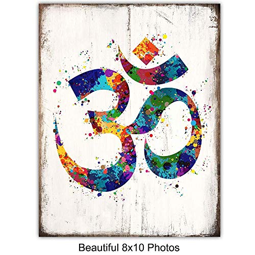 Zen Meditation Buddhist Wall Art Prints - 8x10 Spiritual Buddha, Yin Yang, Om, Hamsa Fatima Hand Photo Poster Set- Chic Room or Home Decor - Unique Gift For Yoga Fans – Unframed Pictures
