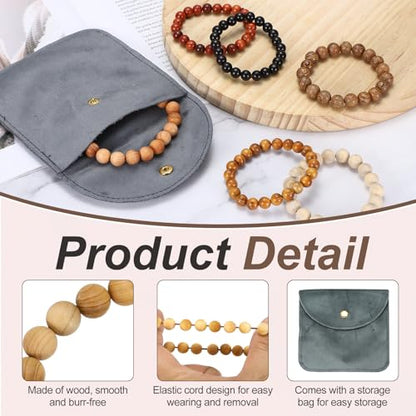 MECCANIXITY Pcs Prayer Beads Bracelet, Natural Wooden Bead Mala Bracelets Link Wrist for Men Women Beaded Stretch Crafts Bangle - color: Cliff Cypress Color