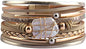 Fesciory Leopard Bracelet for Women, Boho Leather Wrap Multi-Layer Pearl Crystal Bracelet Bangle Jewelry - style: Gold Leather(Pearl)