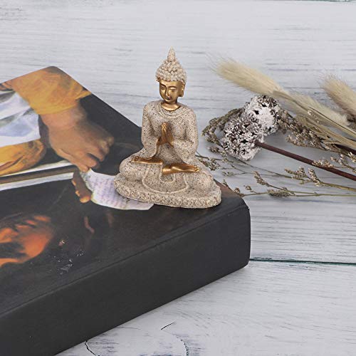 Art Buddha Statue, Meditating Seated Buddha Statue Carving Figurine Craft for Home Garden Patio Deck Porch Yard Art Decoration Ornament (A)
