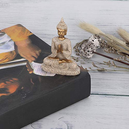 Art Buddha Statue, Meditating Seated Buddha Statue Carving Figurine Craft for Home Garden Patio Deck Porch Yard Art Decoration Ornament (A)