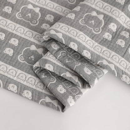 NTBAY 3 Layer Oversized Muslin Cotton Toddler Blanket, Jacquard Reversible Nursery Bed Blanket, Super Soft and Thermal for All Seasons, Baby Gift, 45"x60", Dark Grey Bear - color: Dark Grey Bear, size: 45x60 Inch (Pack of 1)