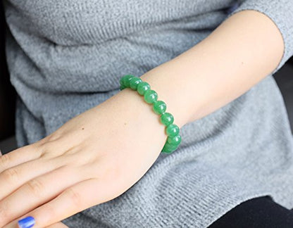 Falari 10mm Natural Semi Precious Gemstone Stretch Bracelet Unisex - color: Green Aventurine