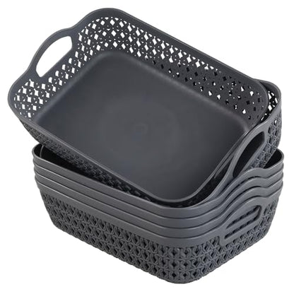 Morcte Small Storage Basket, Plastic Mesh Organizer Basket (Grey, Set of 6)